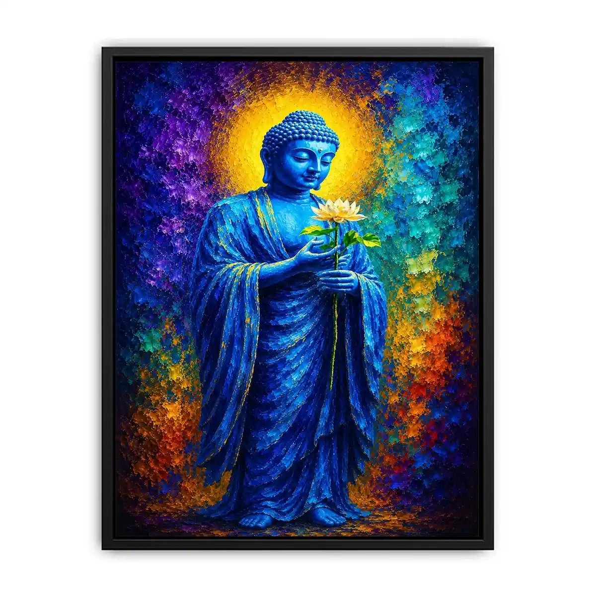   blue buddha lotus spiritual canvas print