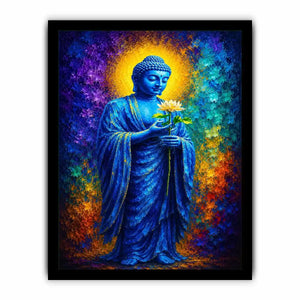   blue buddha lotus spiritual canvas print