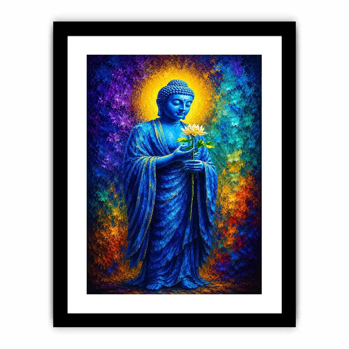   blue buddha lotus spiritual canvas print