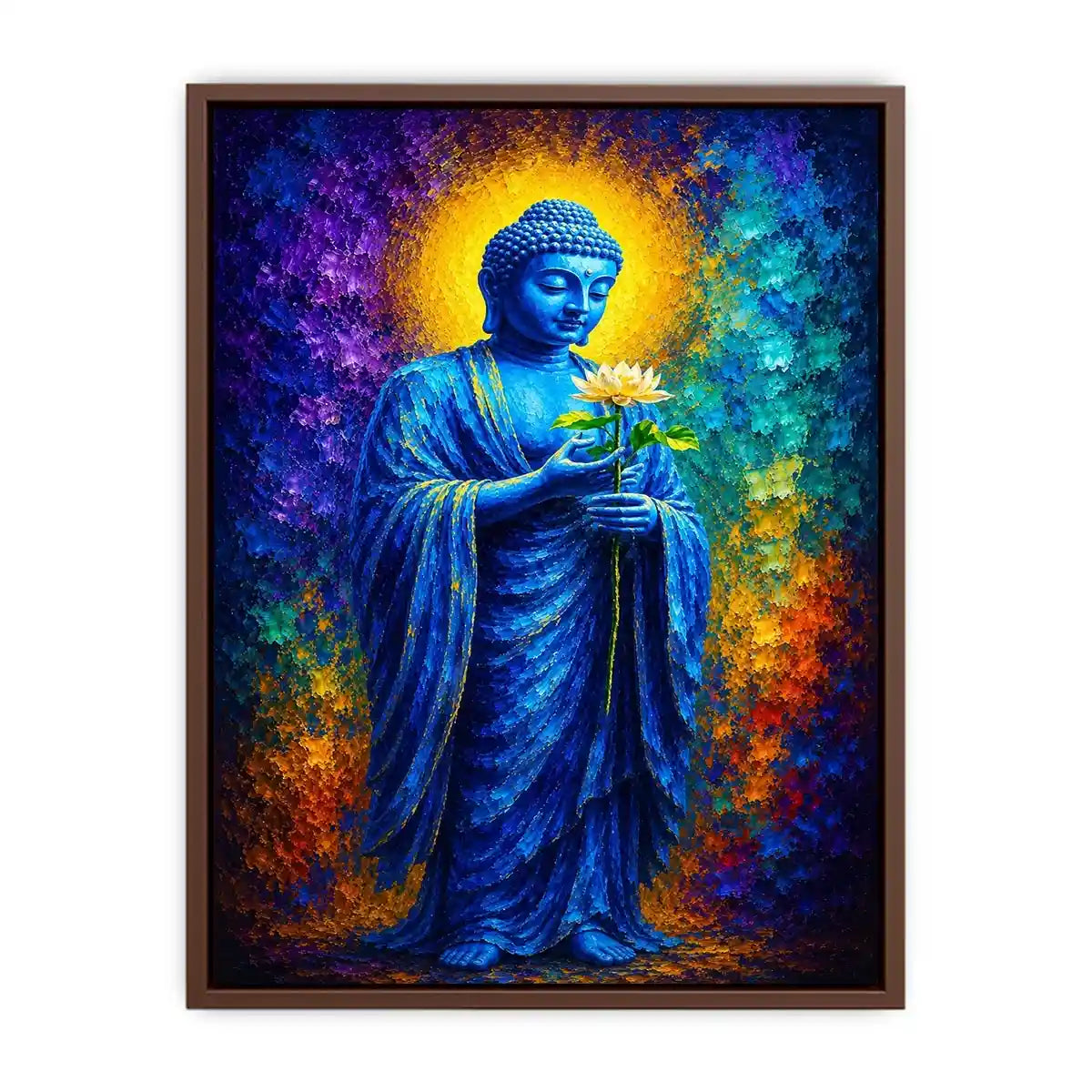   blue buddha lotus spiritual canvas print