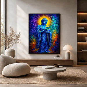   blue buddha lotus spiritual canvas print