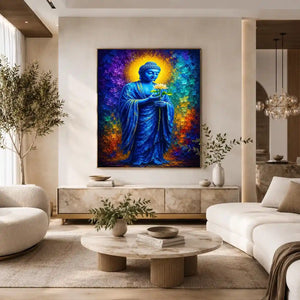   blue buddha lotus spiritual canvas print
