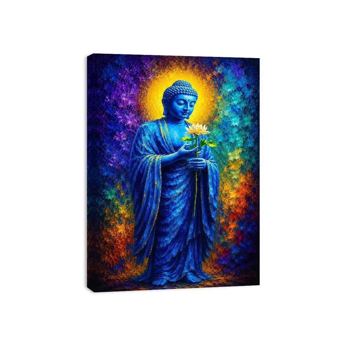   blue buddha lotus spiritual canvas print