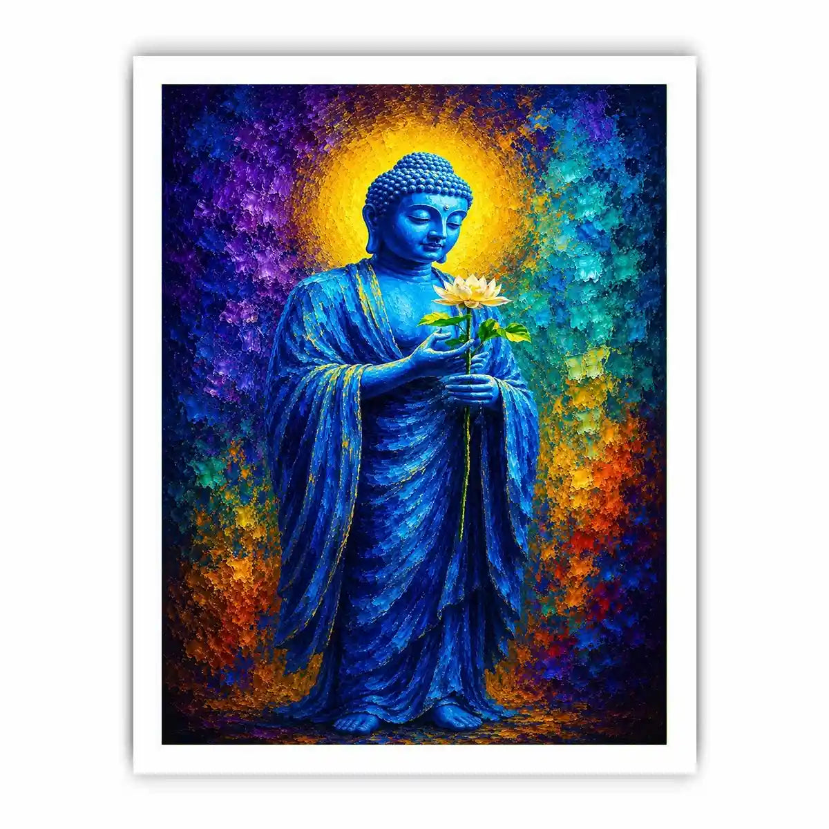   blue buddha lotus spiritual canvas print
