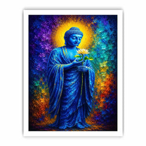   blue buddha lotus spiritual canvas print