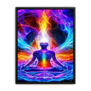   neon cosmic meditation chakra canvas art