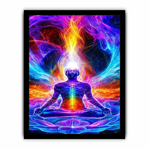   neon cosmic meditation chakra canvas art