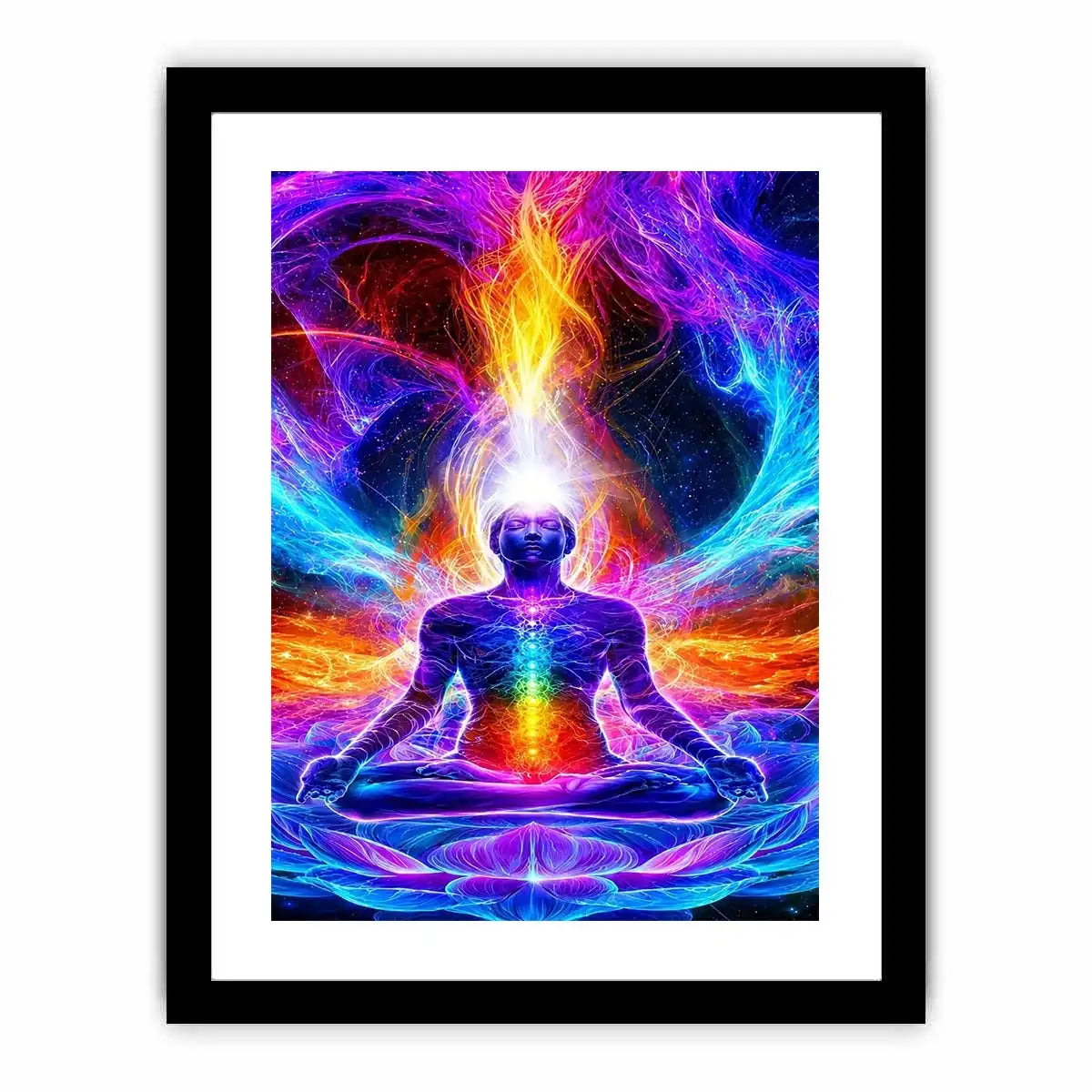   neon cosmic meditation chakra canvas art