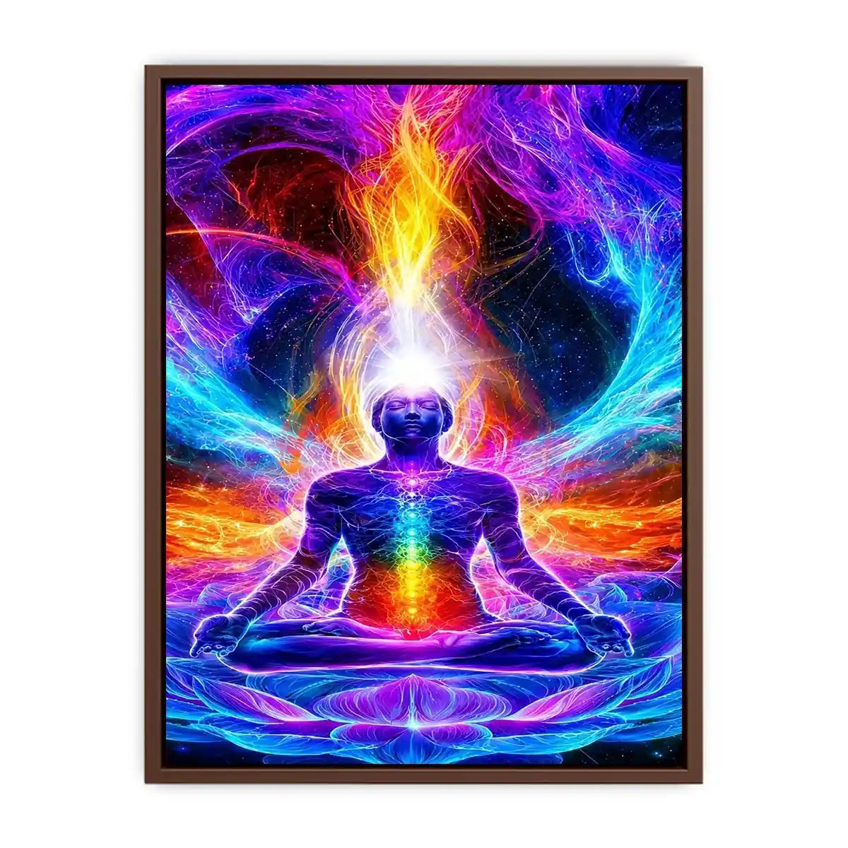   neon cosmic meditation chakra canvas art
