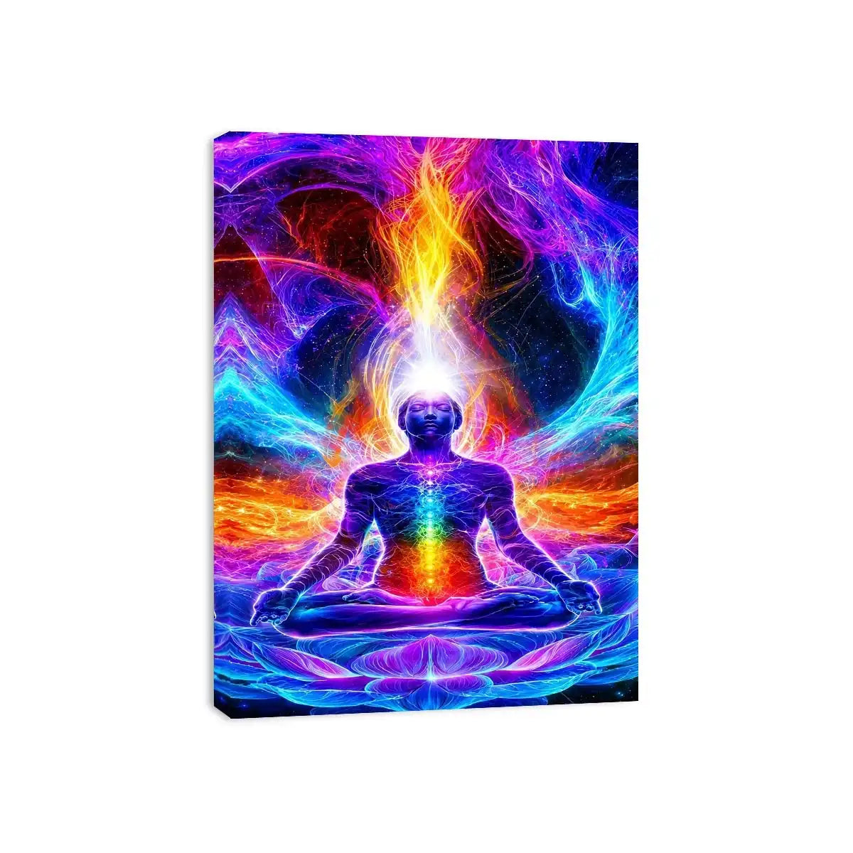   neon cosmic meditation chakra canvas art
