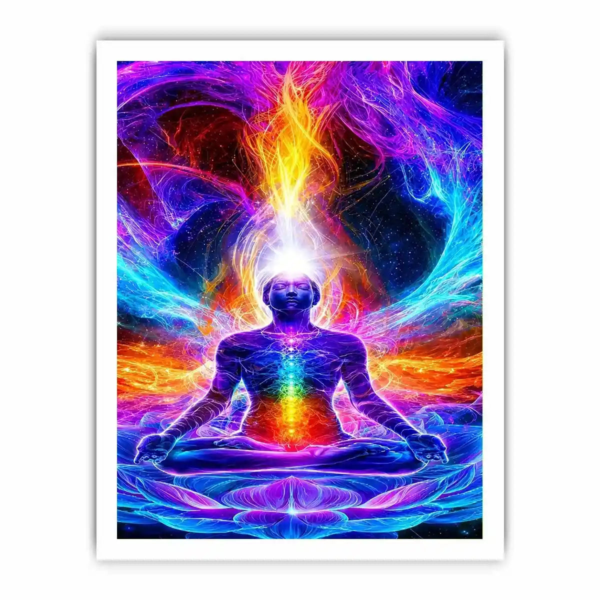   neon cosmic meditation chakra canvas art