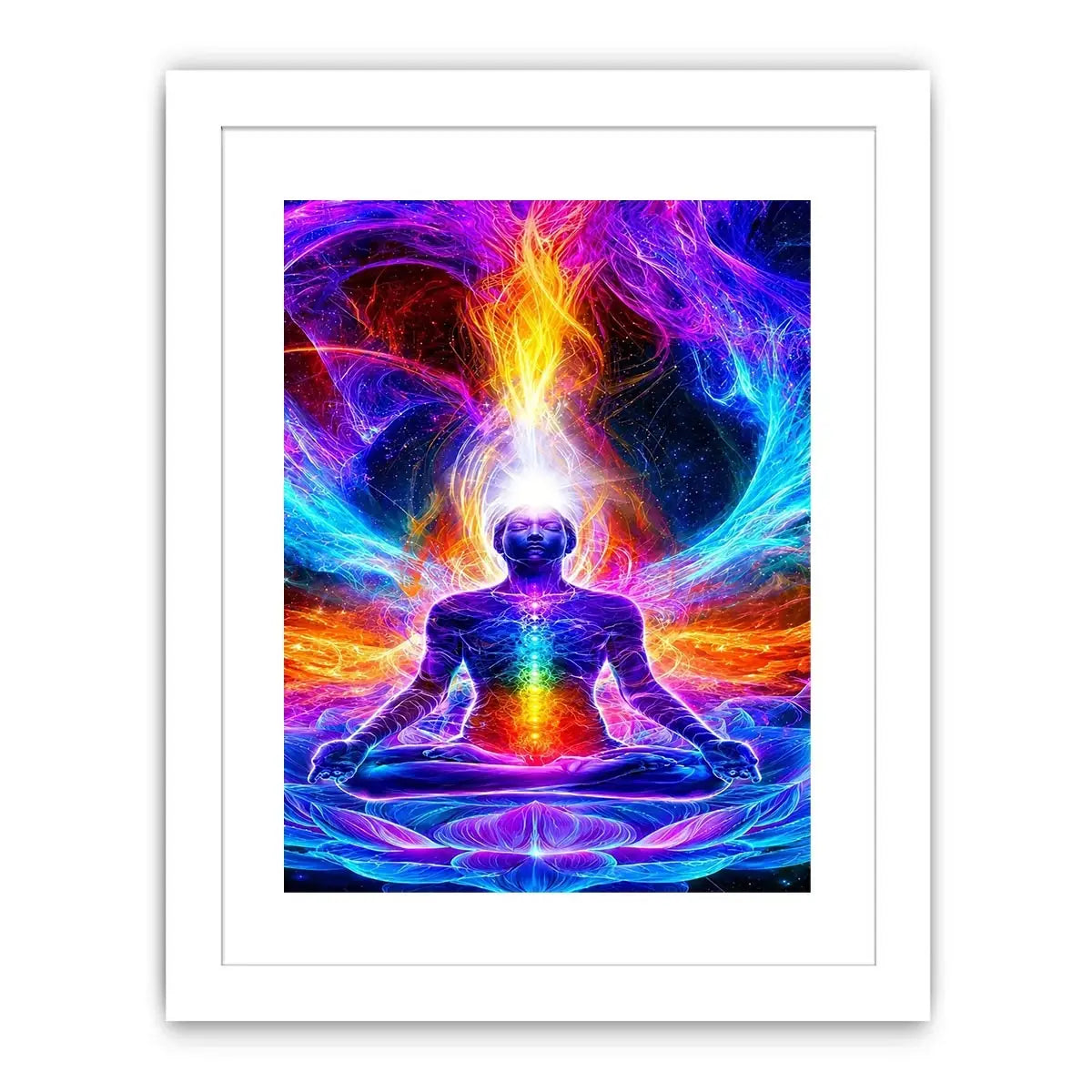   neon cosmic meditation chakra canvas art