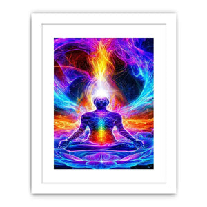   neon cosmic meditation chakra canvas art