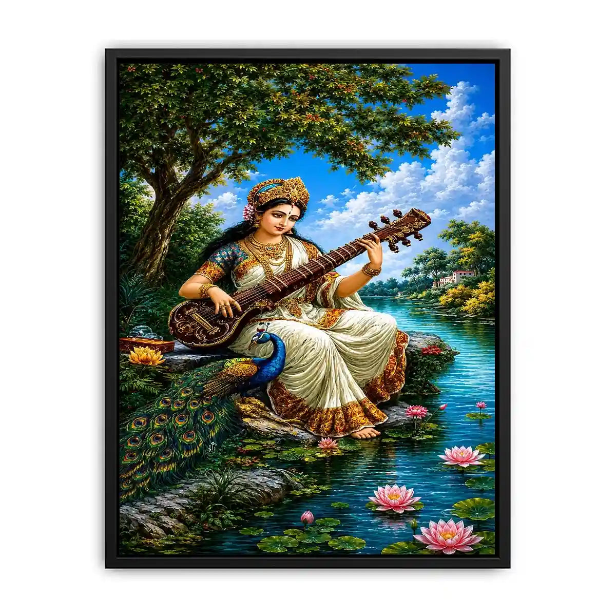  saraswati goddess music canvas