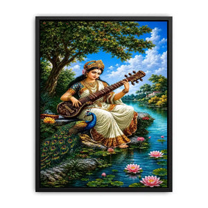   saraswati goddess music canvas
