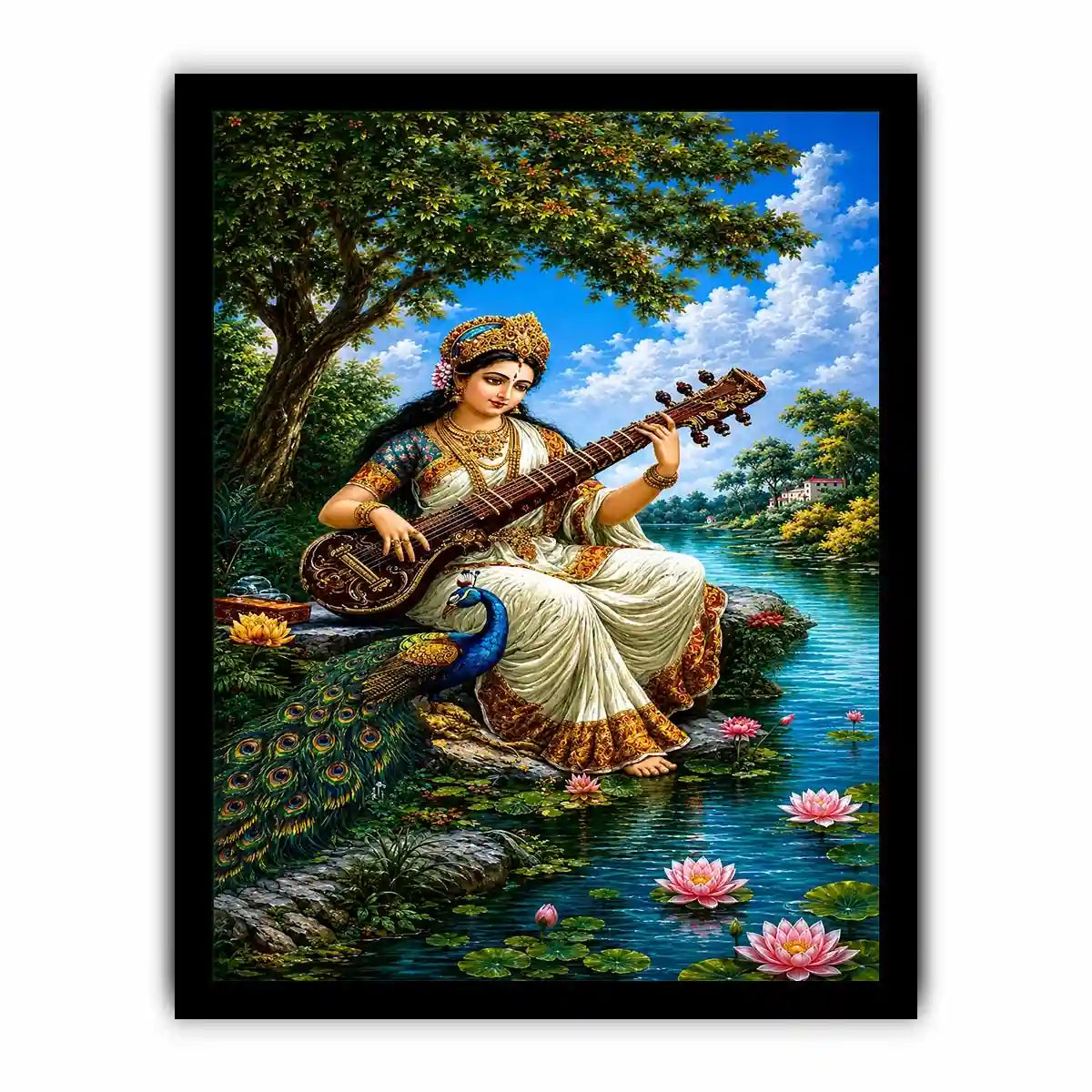   saraswati goddess music canvas