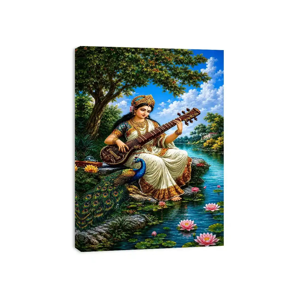   saraswati goddess music canvas