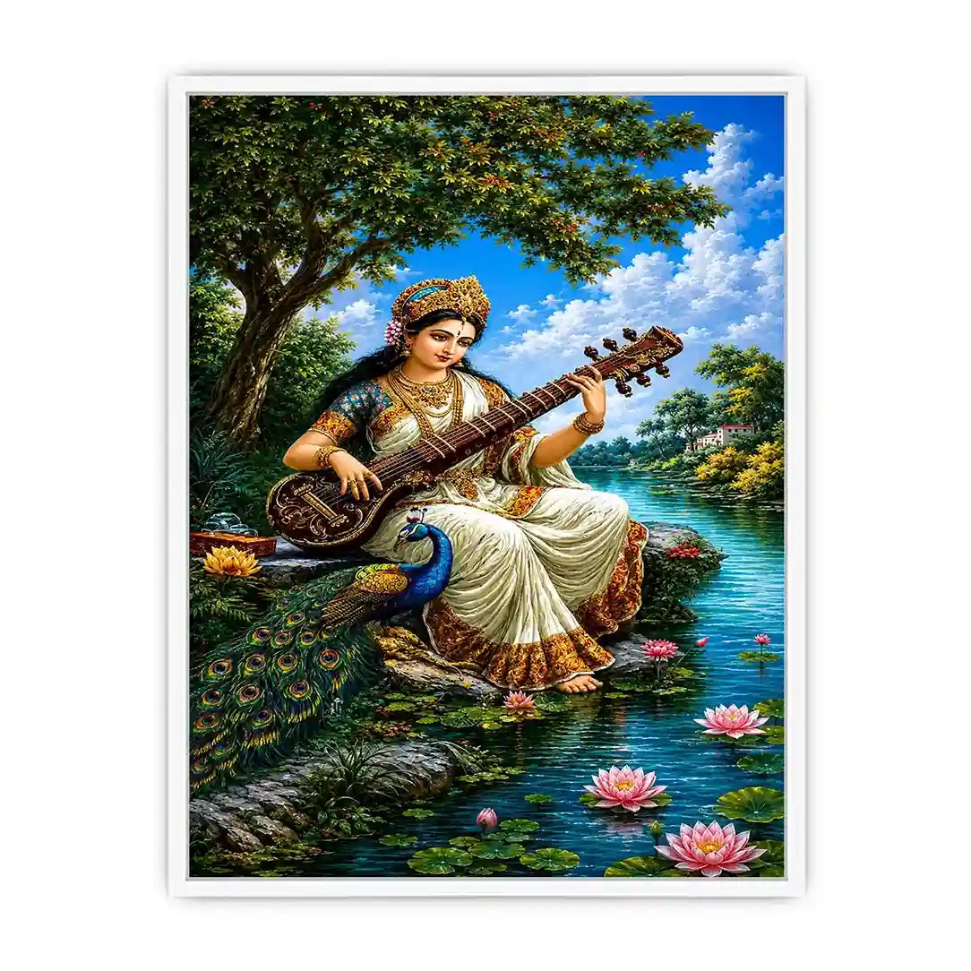   saraswati goddess music canvas