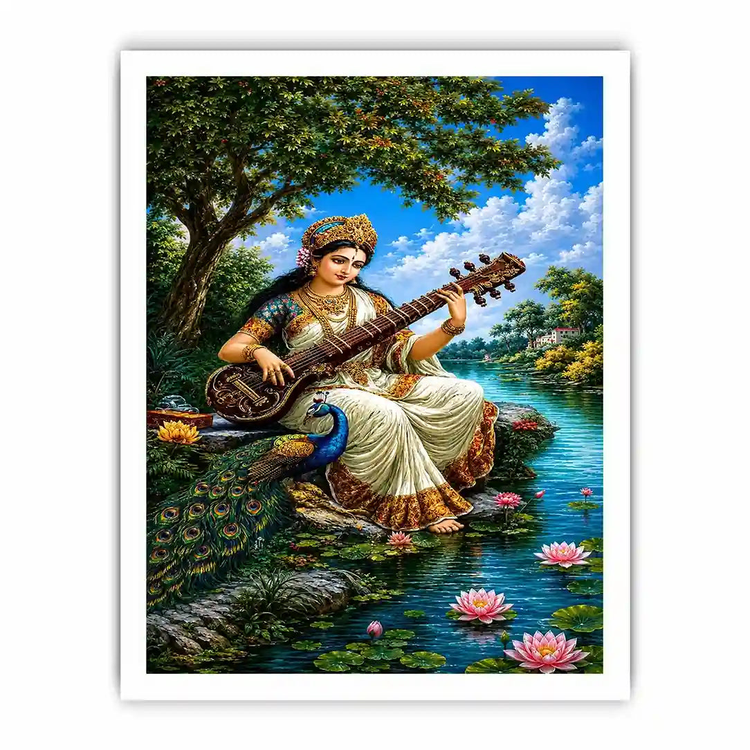   saraswati goddess music canvas