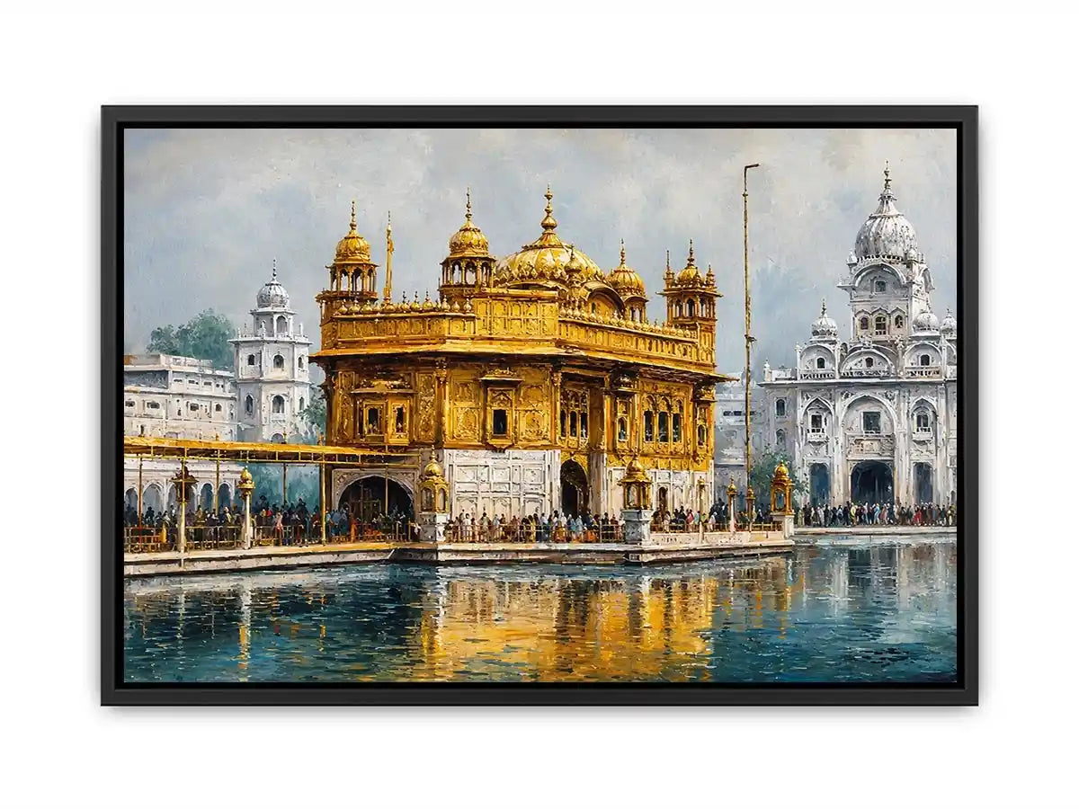   golden temple reflection canvas