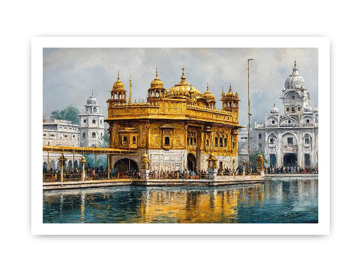   golden temple reflection canvas