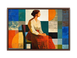   mid century geometric woman canvas