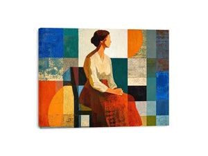   mid century geometric woman canvas
