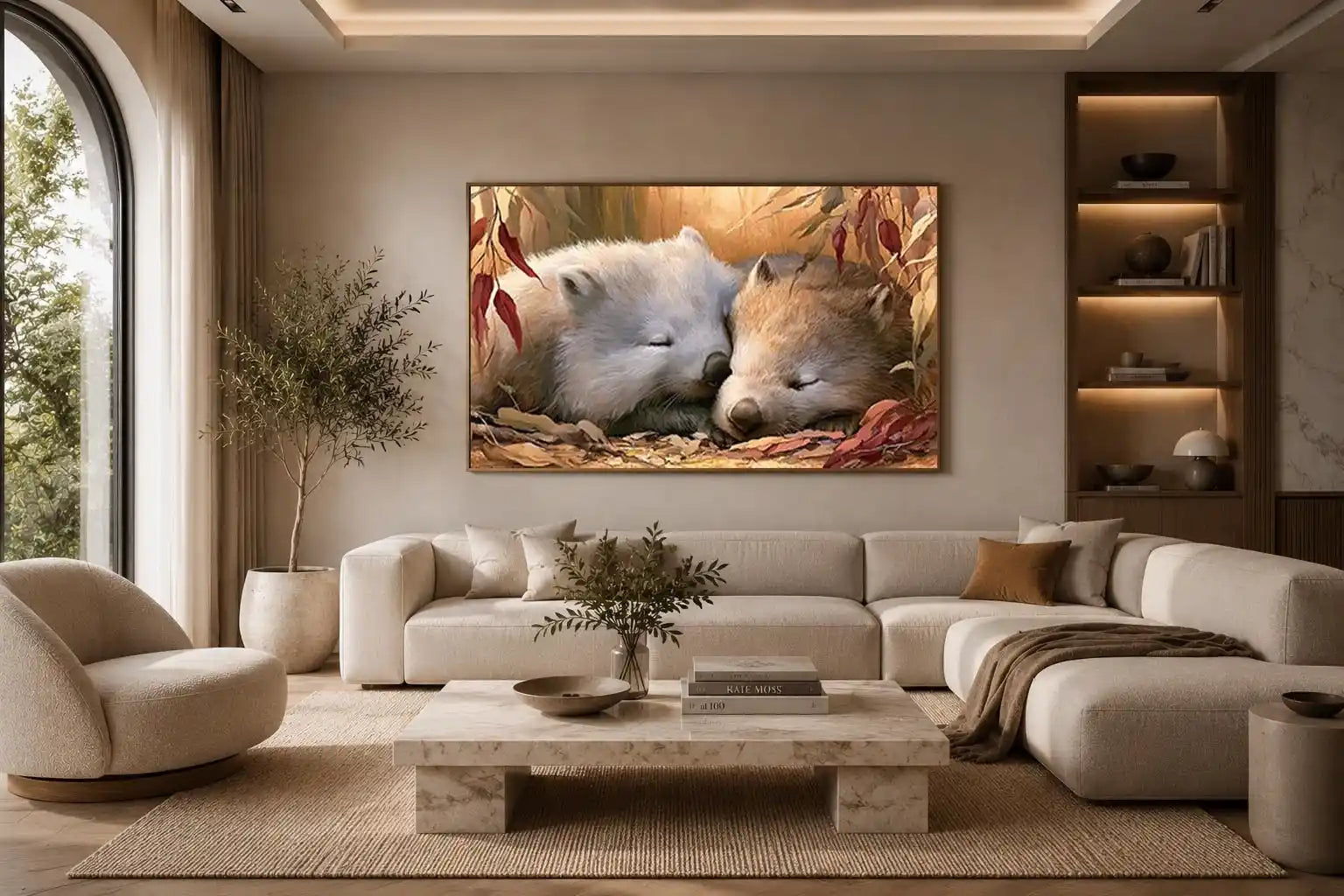sleeping wombats wildlife canvas nursery decor
