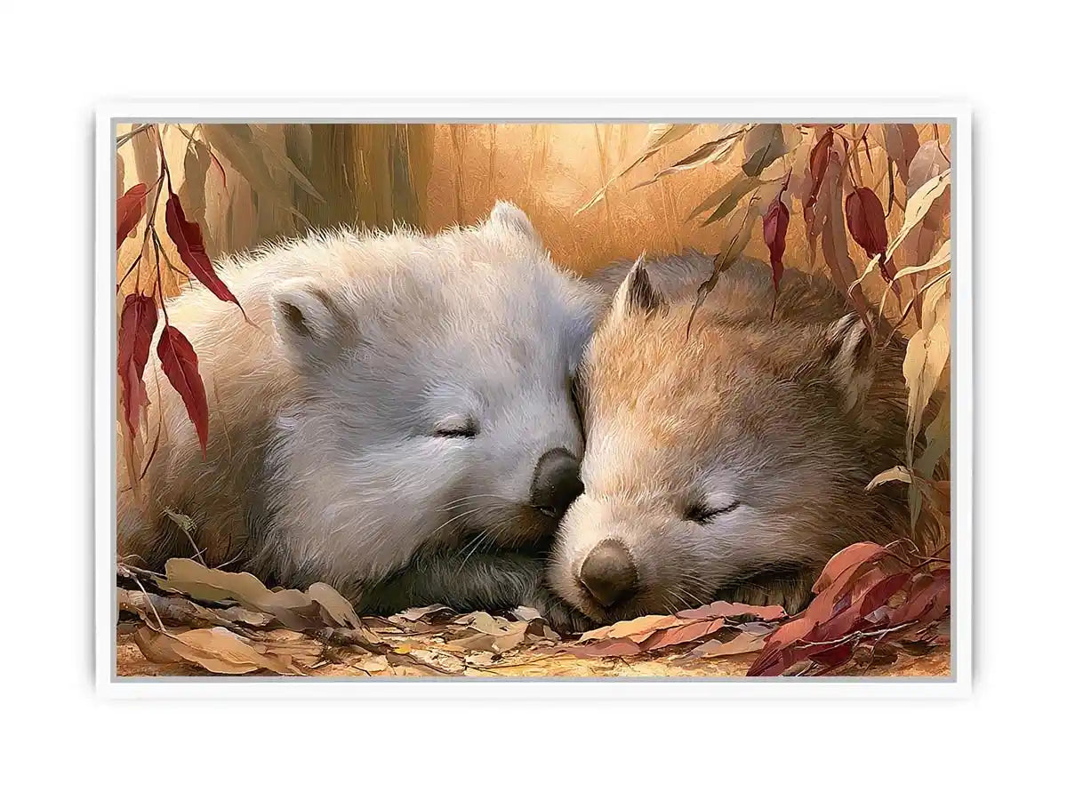 sleeping wombats wildlife canvas nursery decor
