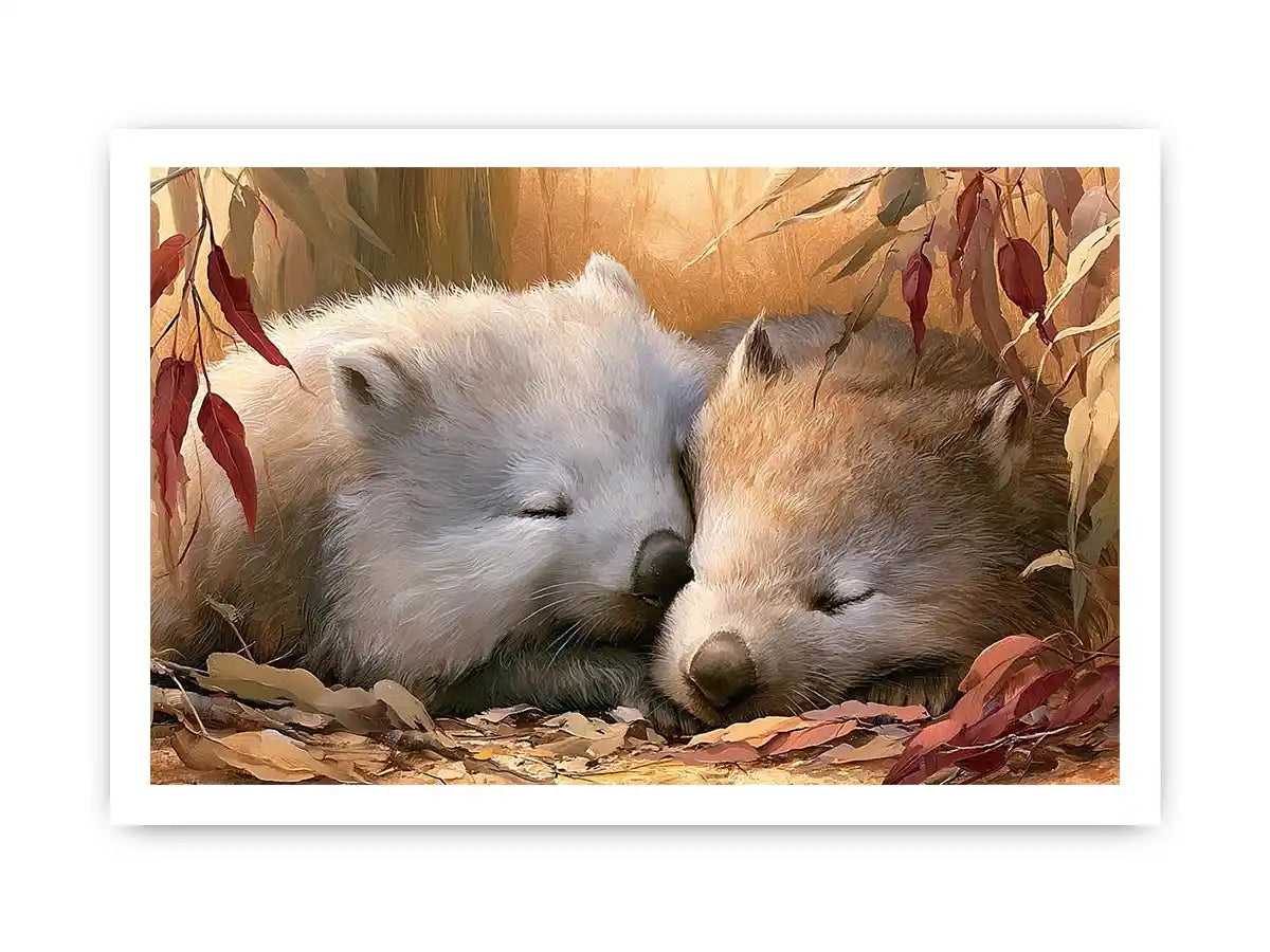 sleeping wombats wildlife canvas nursery decor
