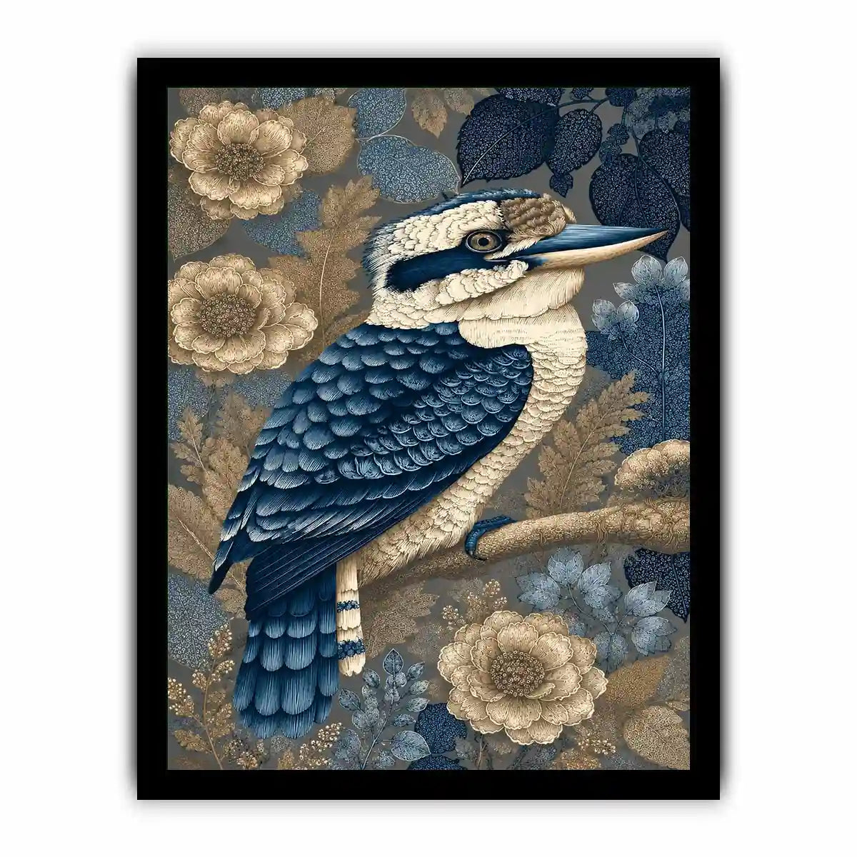   blue kookaburra botanical canvas