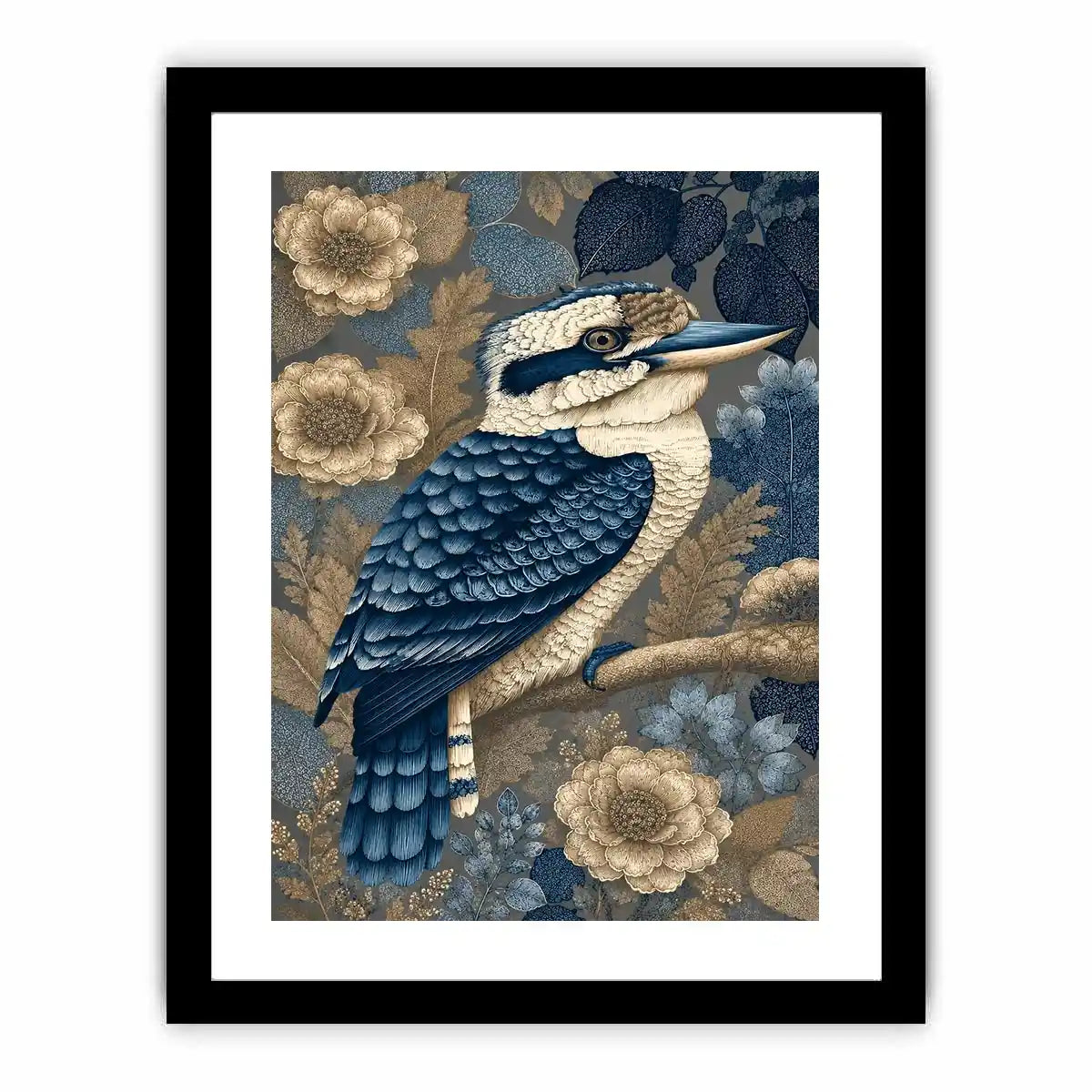   blue kookaburra botanical canvas