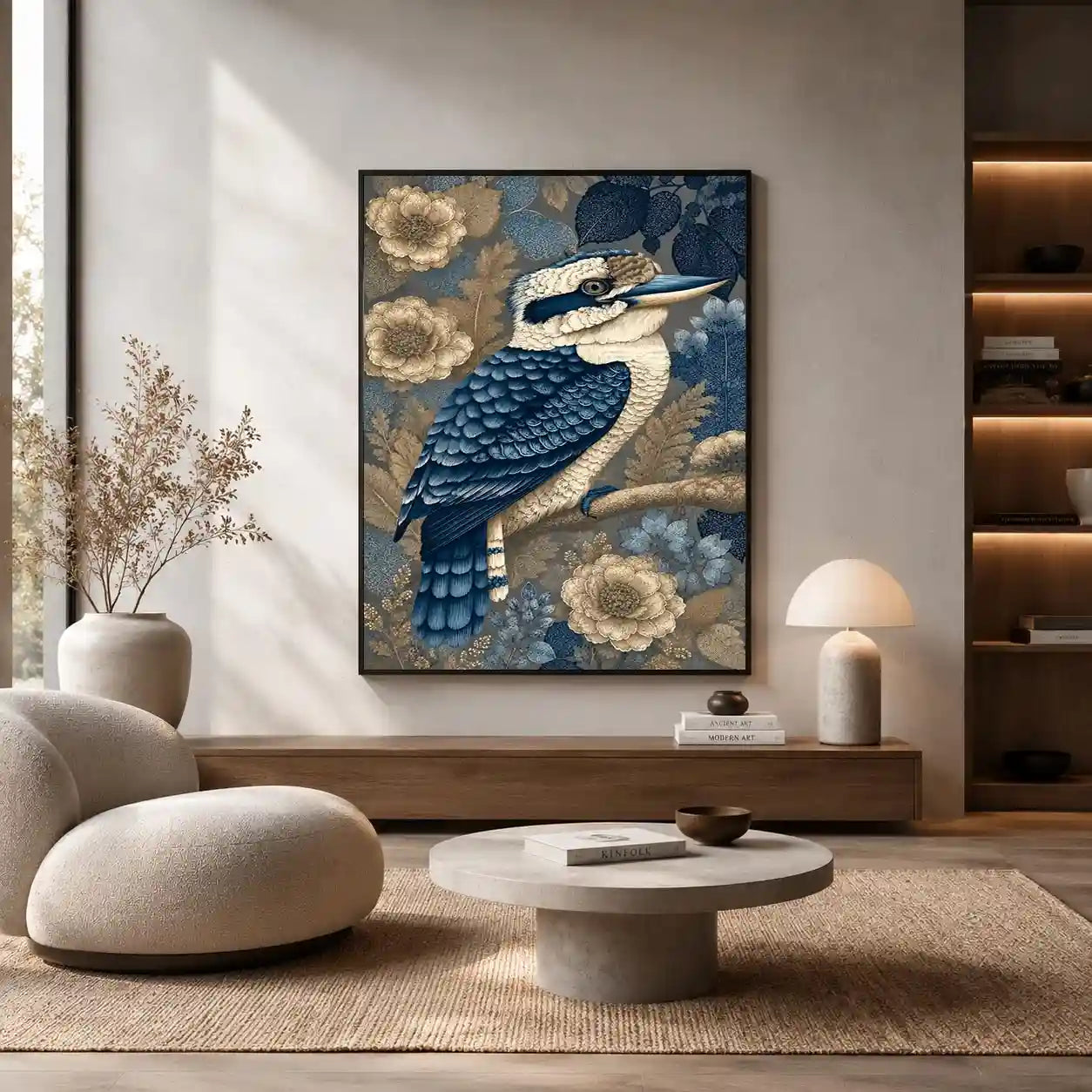   blue kookaburra botanical canvas
