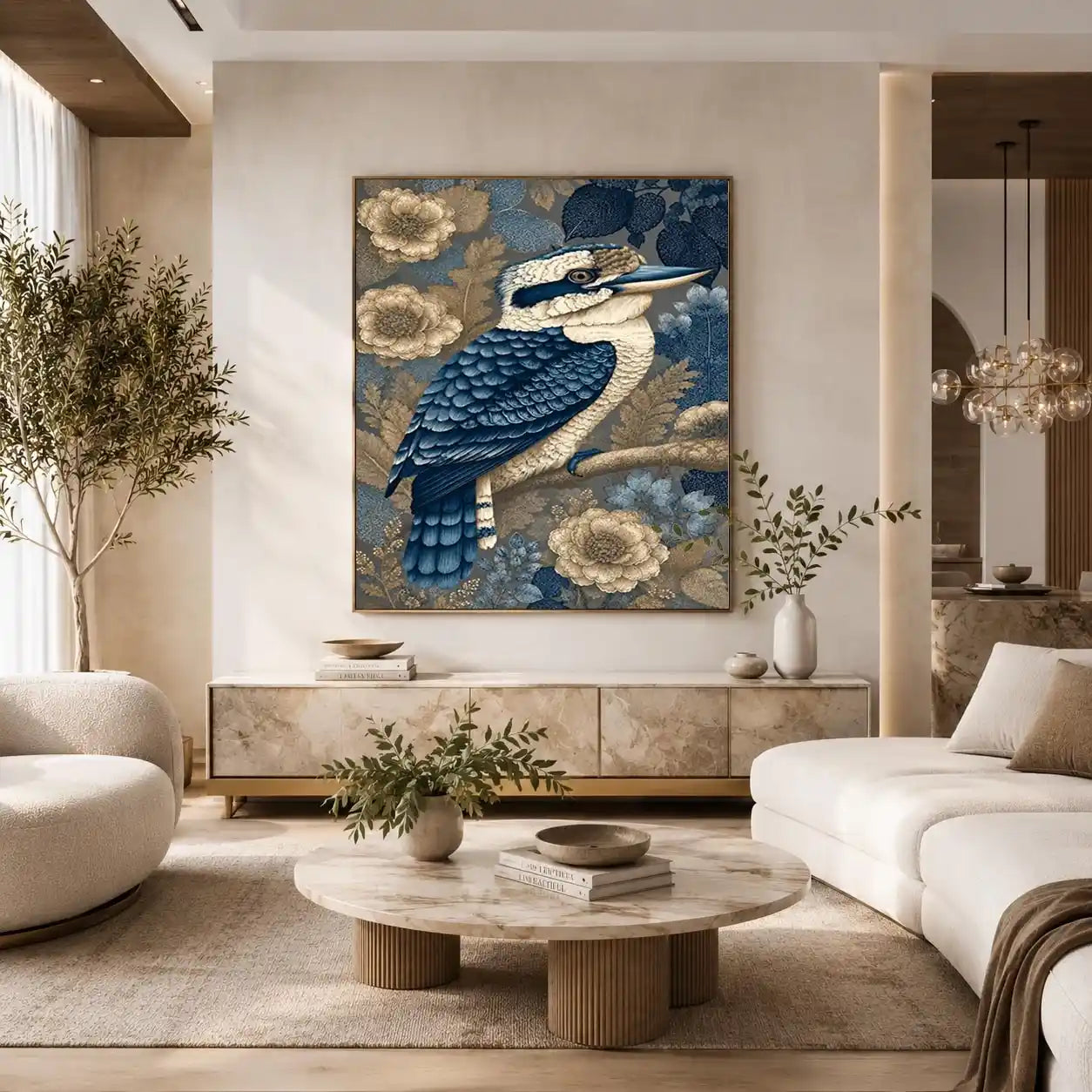   blue kookaburra botanical canvas