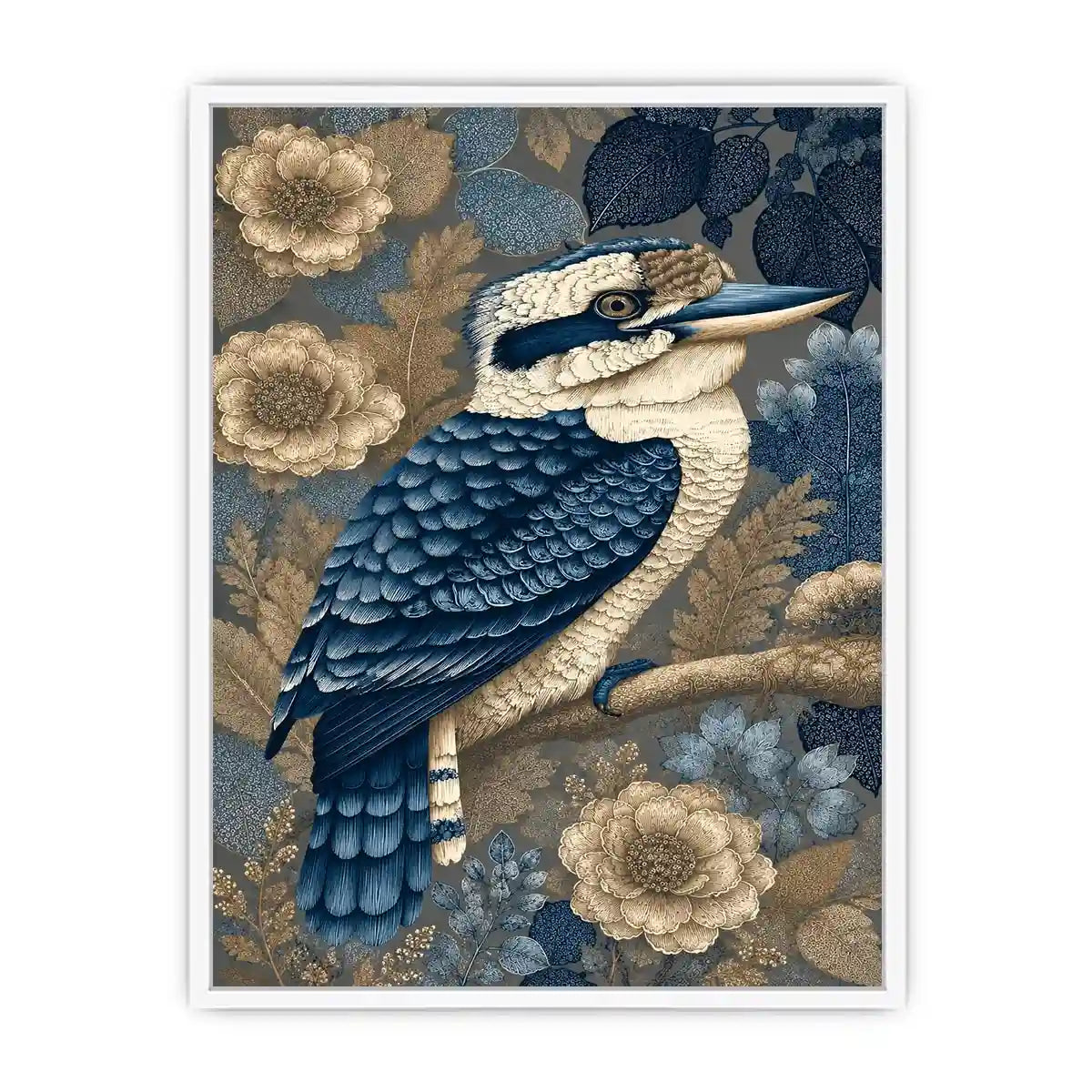   blue kookaburra botanical canvas