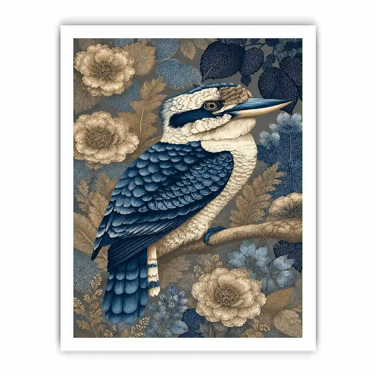   blue kookaburra botanical canvas