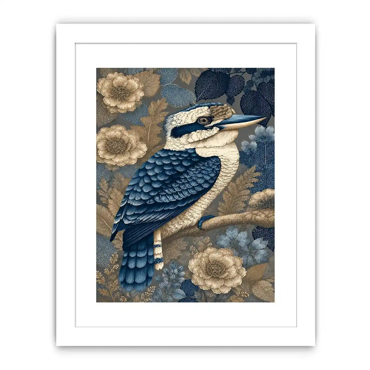   blue kookaburra botanical canvas