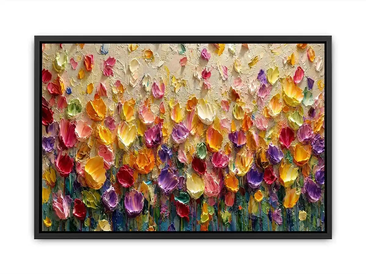   colorful impasto floral canvas art