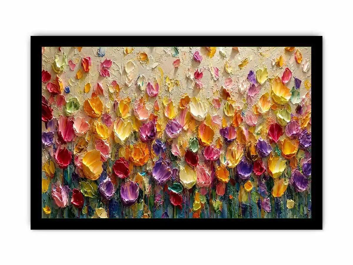   colorful impasto floral canvas art