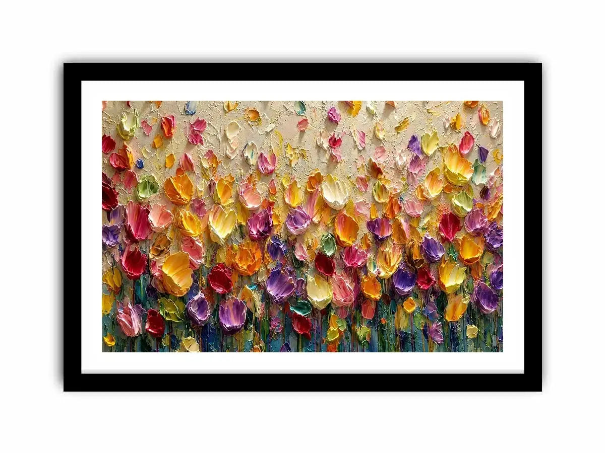   colorful impasto floral canvas art