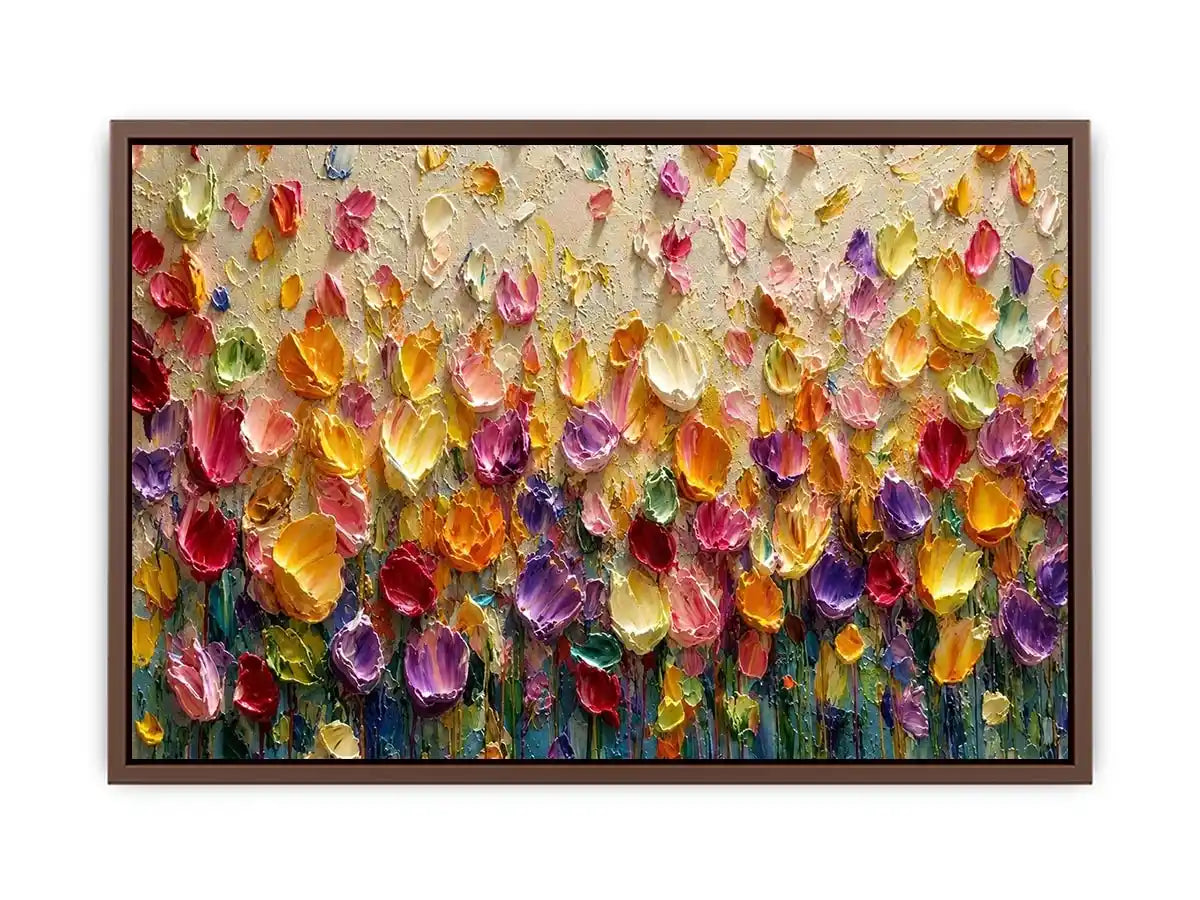   colorful impasto floral canvas art