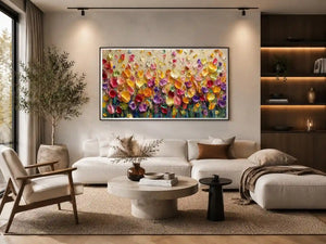   colorful impasto floral canvas art