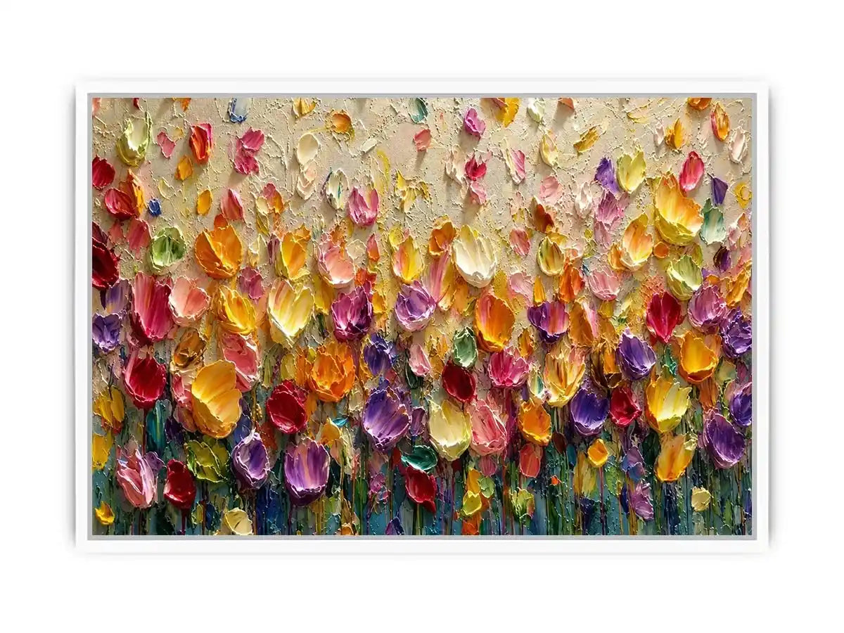   colorful impasto floral canvas art