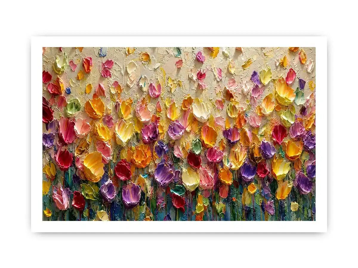   colorful impasto floral canvas art