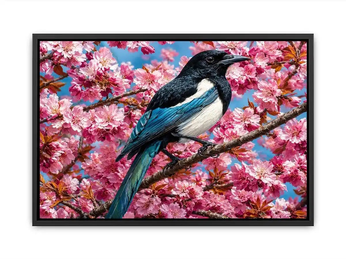   blue bird blossom canvas print