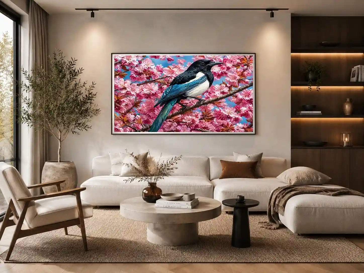   blue bird blossom canvas print