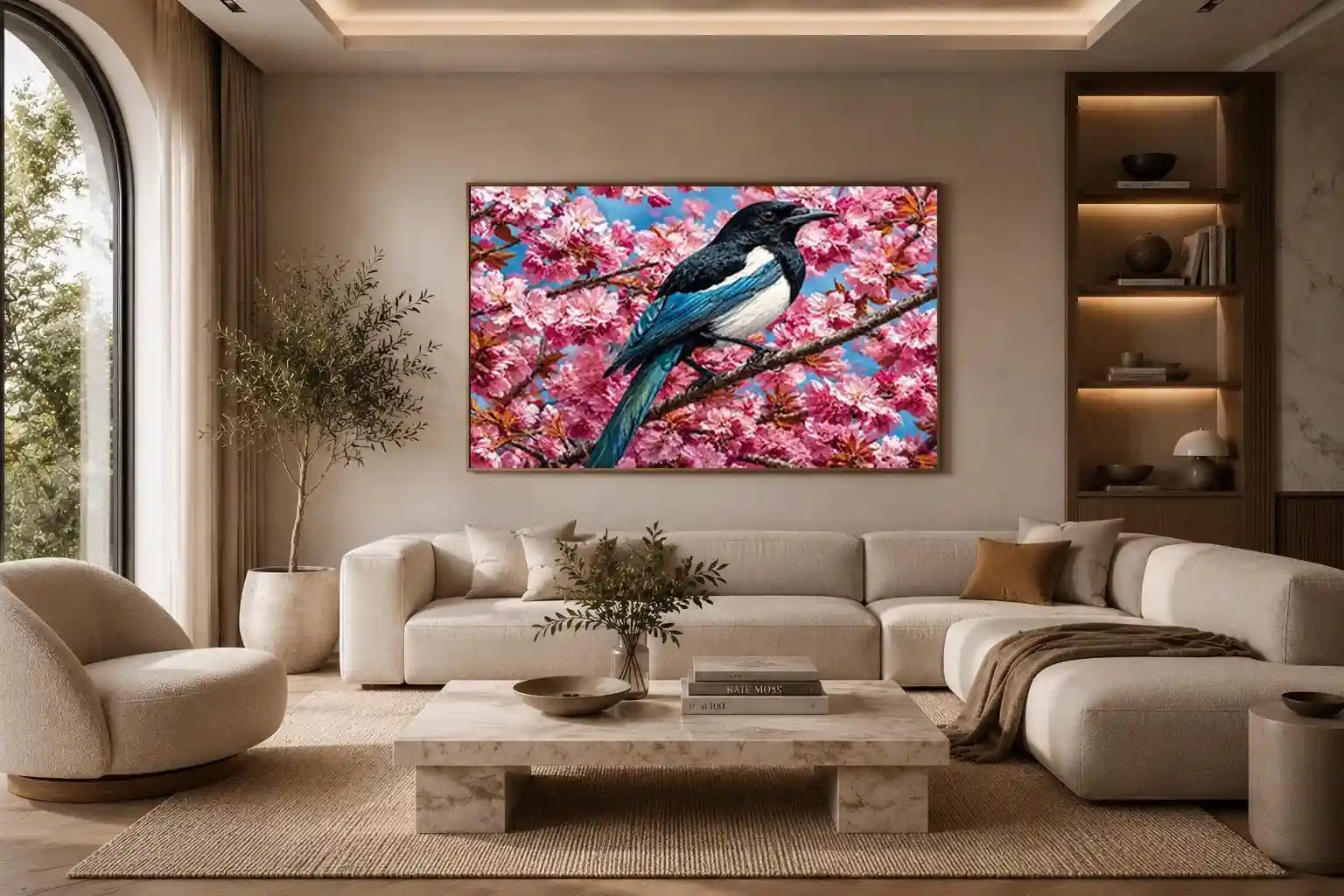   blue bird blossom canvas print