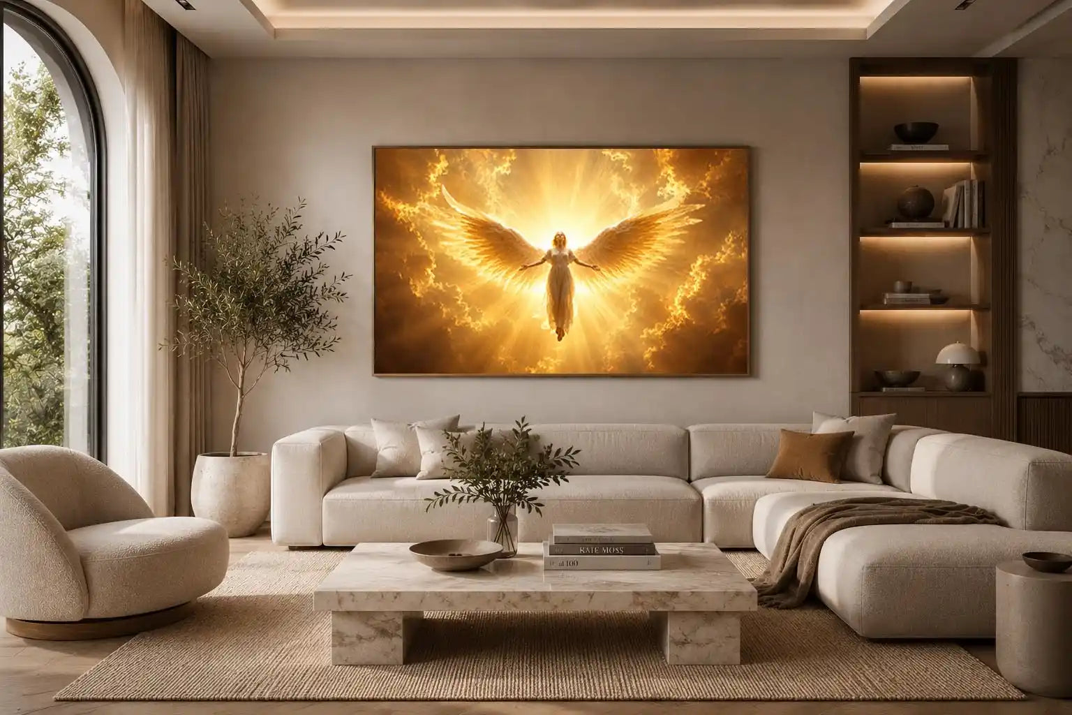   golden angel spiritual wall art