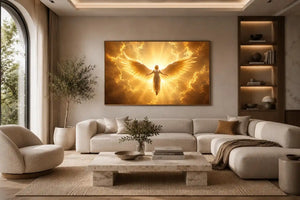   golden angel spiritual wall art
