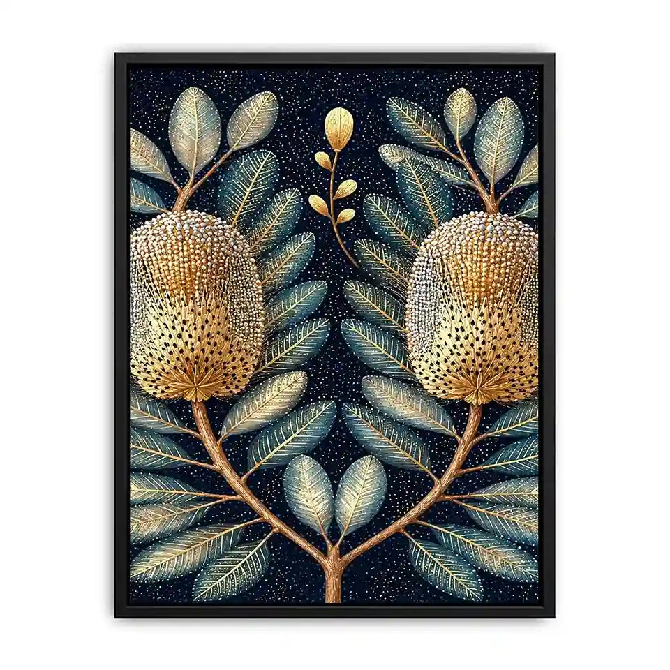  midnight banksia botanical canvas art